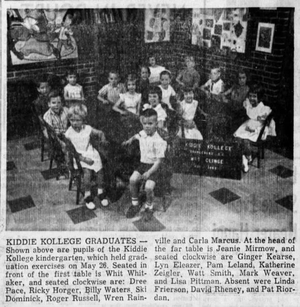 Pat Riordan at Kiddie Kollege. 1965